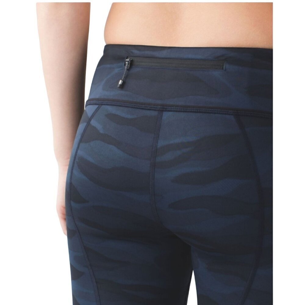 Lululemon Pace Rival Crop Full On Legging Mini Coast Deep Navy Camo Black Size 4 - Picture 6 of 11